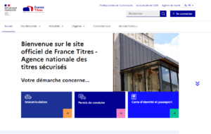 Page d'accueil de France Titres, Agence Nationale des Titres Sécurisés.