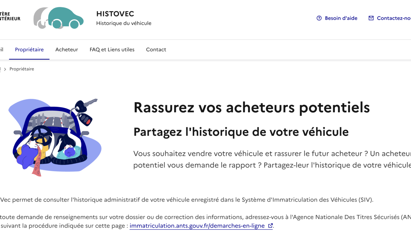 Capture d'écran du site Histovec.